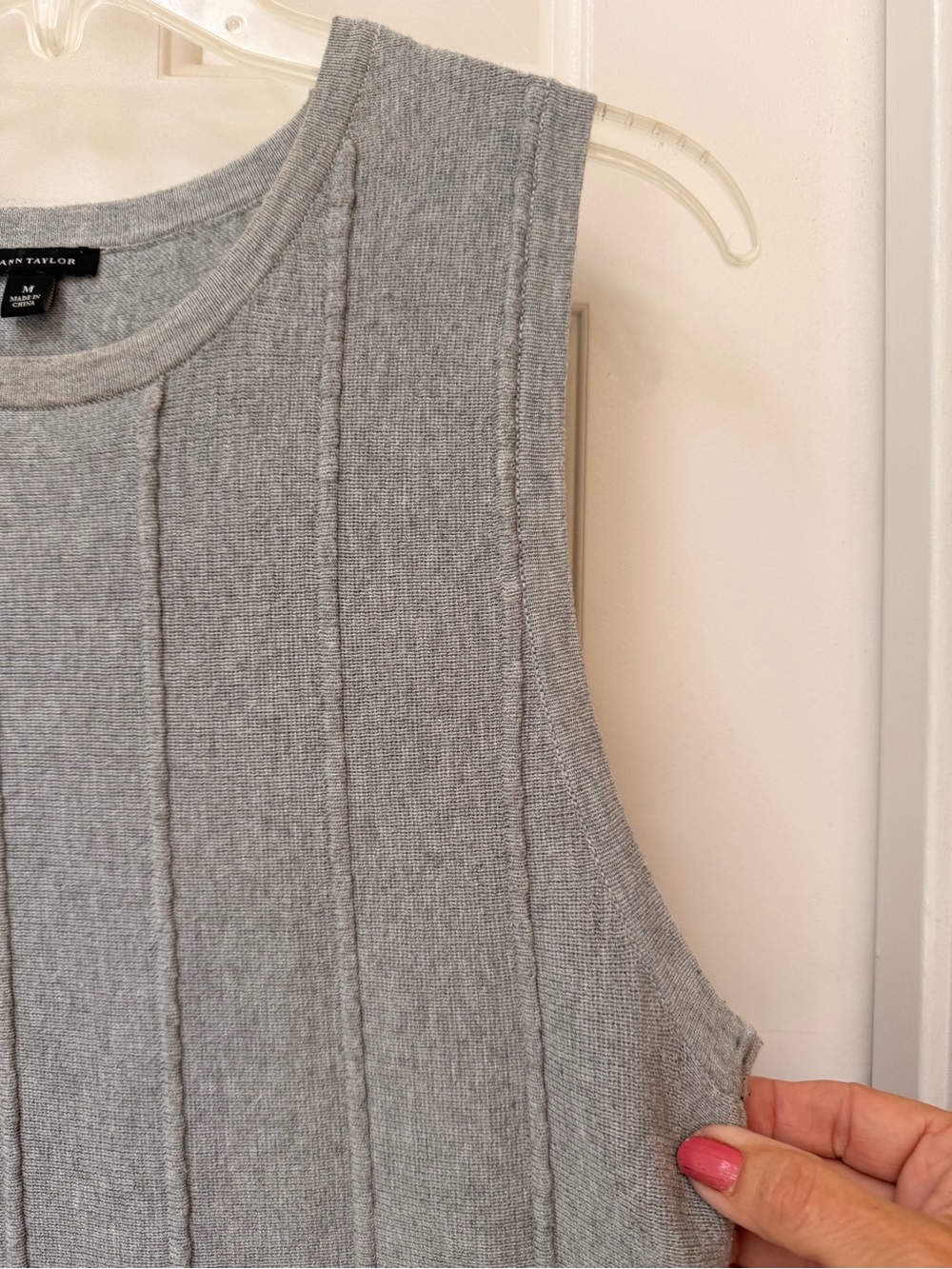 Ann Taylor Sleeveless Knit Sweater Fit-and-Flare Dress in Soft Grey, Size M - Picture 5 of 13